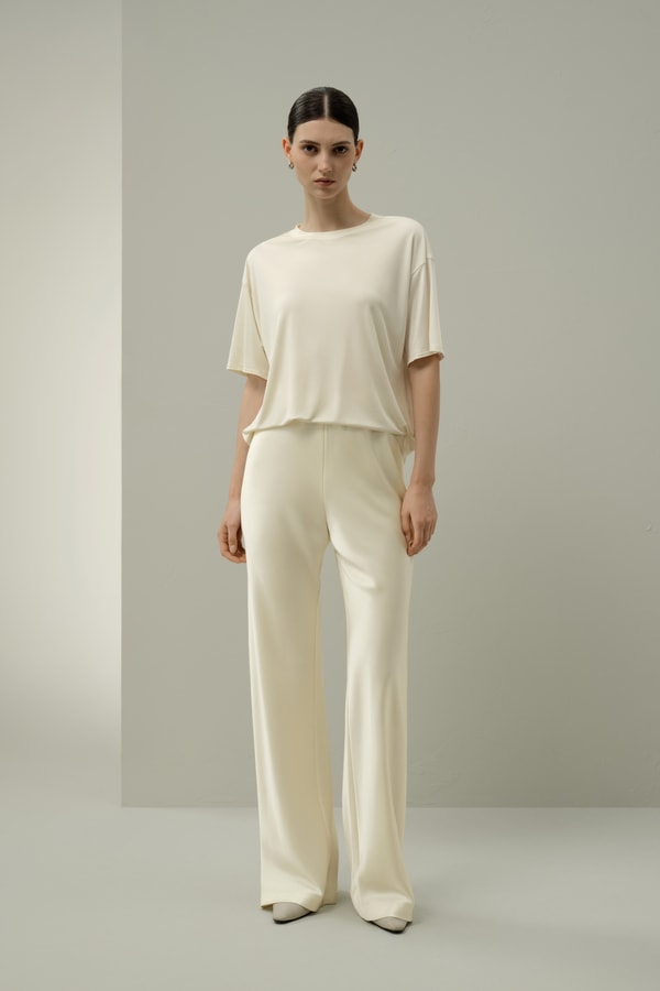 Lily White Oversized Silk Jersey Tee