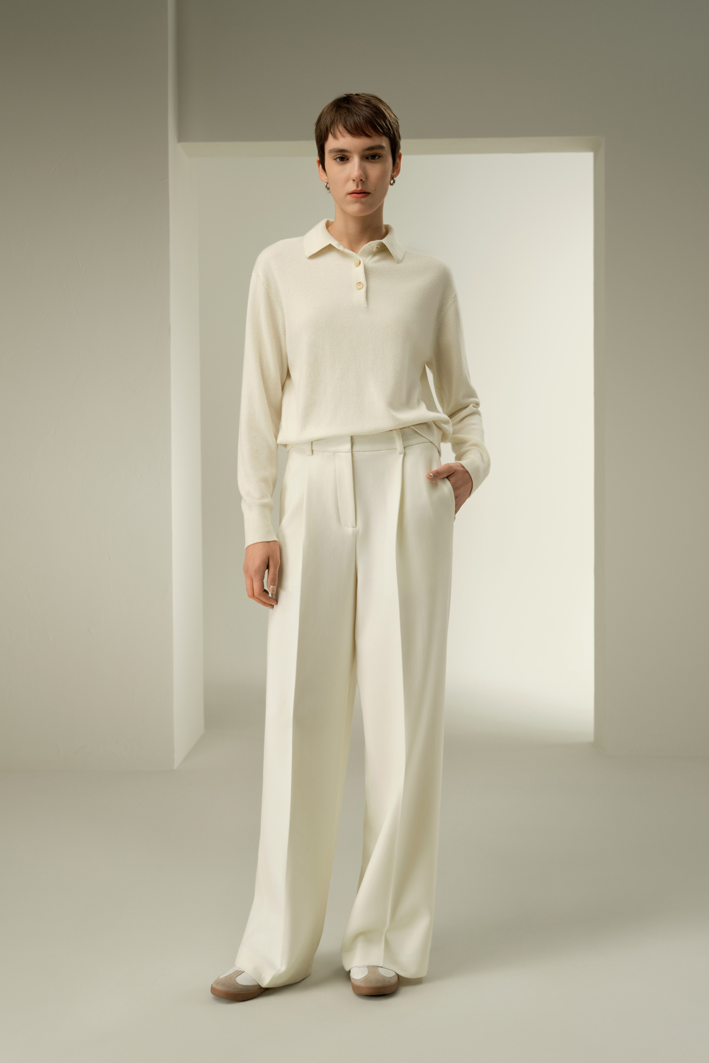 Lily White Silk Charmeuse Crewneck blouse