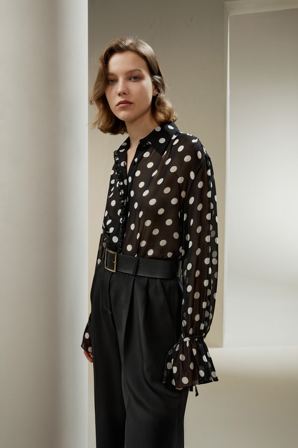 Blue-White-Pinstripes Amalfi Stripe Silk Shirt